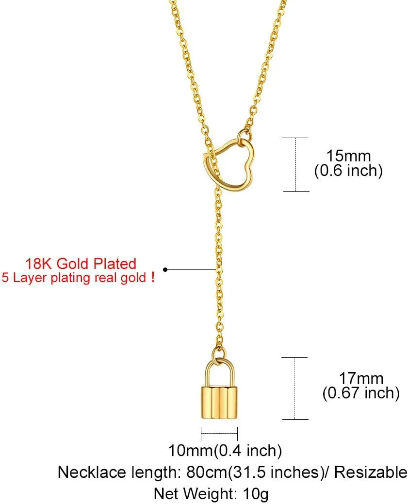 GOLDCHIC JEWELRY Dainty Y Necklace For Women, Gold Layered Choker Lariat Necklaces, Looped Long Lariat Y Bar/Lock/Peal/Star/Rose Chain Personalized Minimalist Gifts for Women