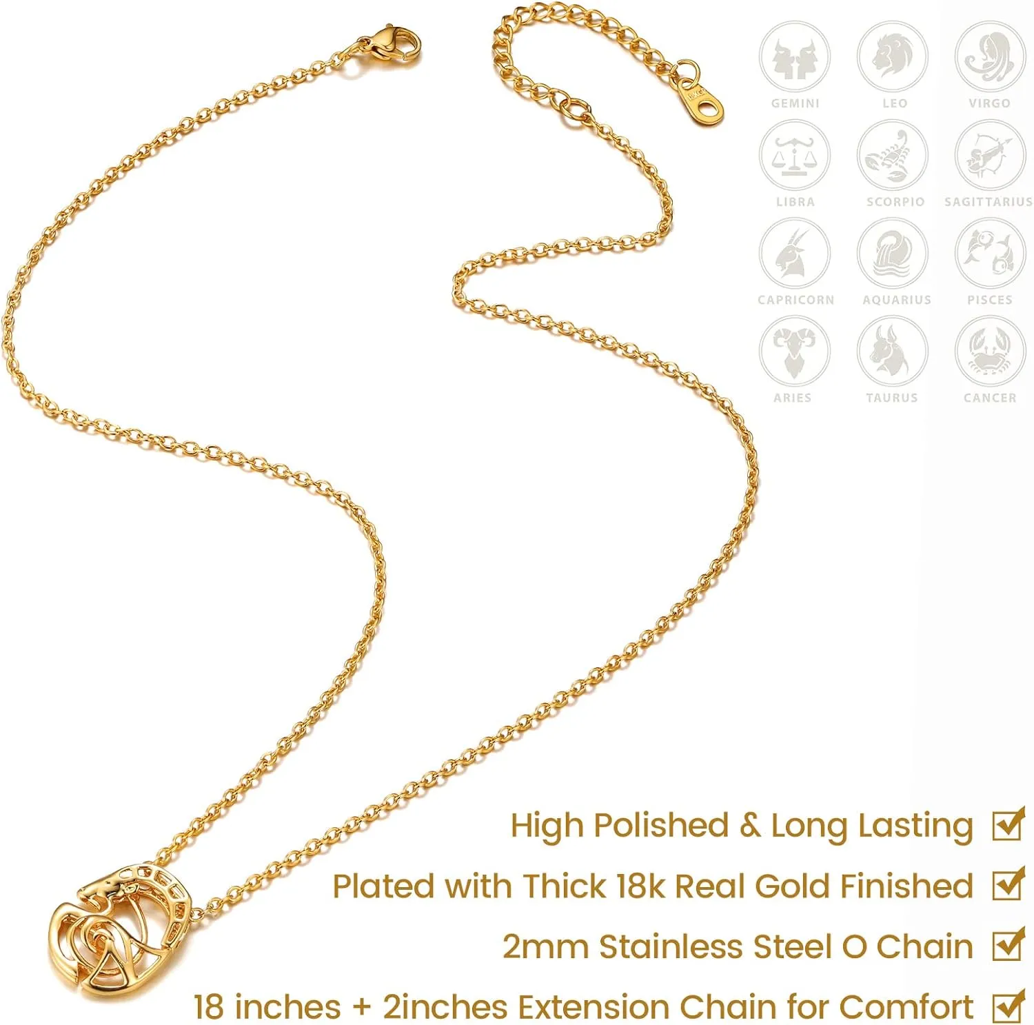 GOLDCHIC JEWELRY Zodiac Constellation Charm Necklace for Women, Gold Horoscope Astrology Pendant Necklaces Birthday Gifts