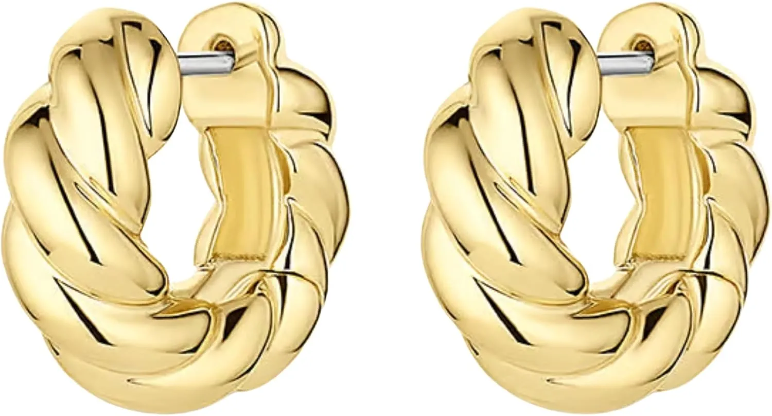 gorjana - Crew Helium Huggies - 18k Gold or Silver - Daily Earring Wear - Unique Rope Texture - Lightweight Helium Design - Secure Hinge Closure