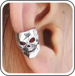 Gothic Skull Head Ear Cuff Earrings Silver Skeleton Cuff Earrings Skeleton Clip on Earrings Punk Rock Cuff Earrings Chunky Ear Wrap No Piercing Earrings Jewelry for Women
