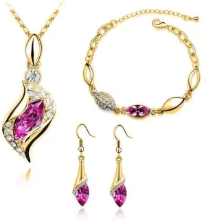 GracesDawn Beautiful Cubic Zirconia with Platinum Plated Chain Necklace Angel Elf Pendant Mosaic Crystal Necklace Bracelet and Earrings Set Necklace 18"