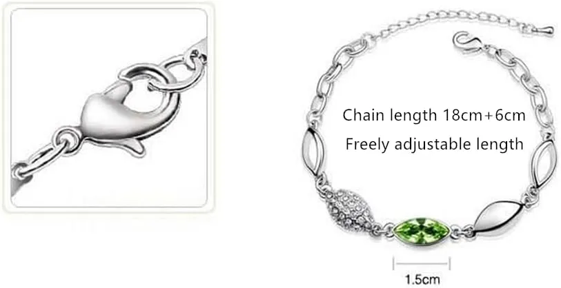 GracesDawn Beautiful Cubic Zirconia with Platinum Plated Chain Necklace Angel Elf Pendant Mosaic Crystal Necklace Bracelet and Earrings Set Necklace 18"