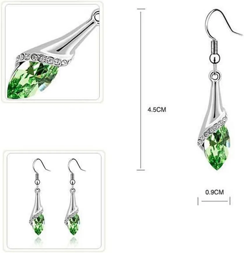 GracesDawn Beautiful Cubic Zirconia with Platinum Plated Chain Necklace Angel Elf Pendant Mosaic Crystal Necklace Bracelet and Earrings Set Necklace 18"