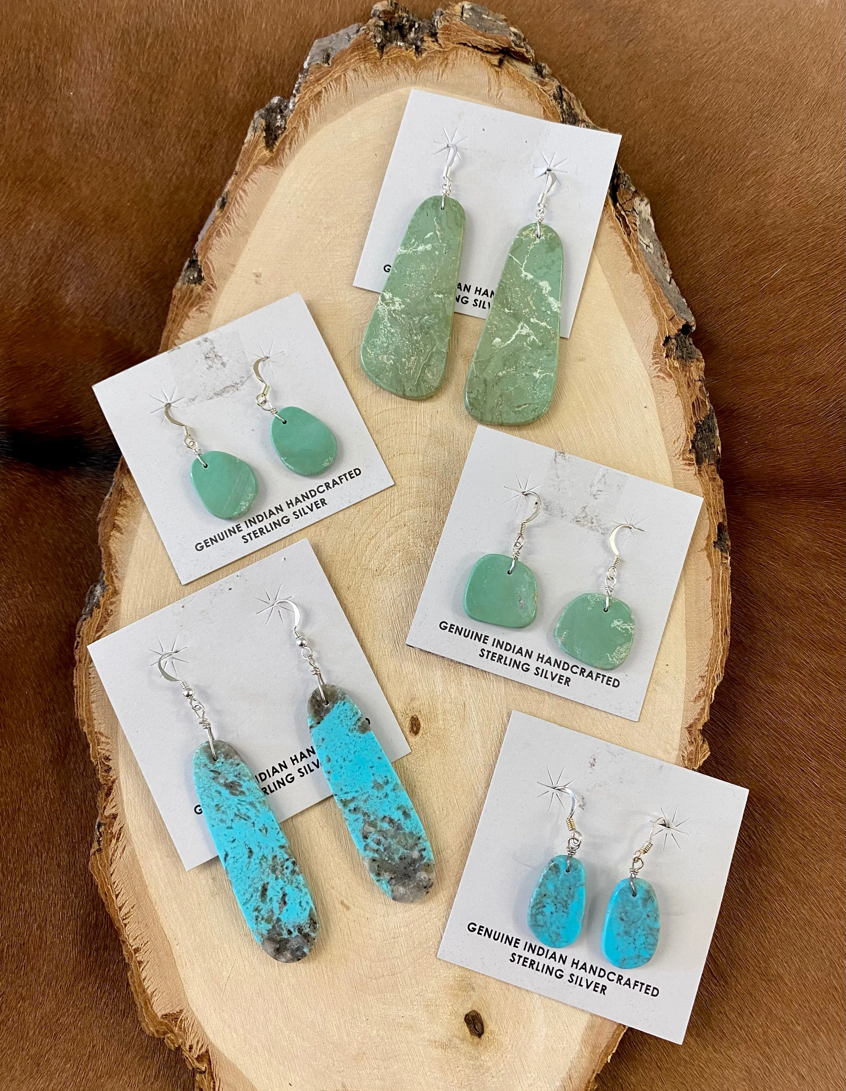 Green Turquoise Slab Earrings