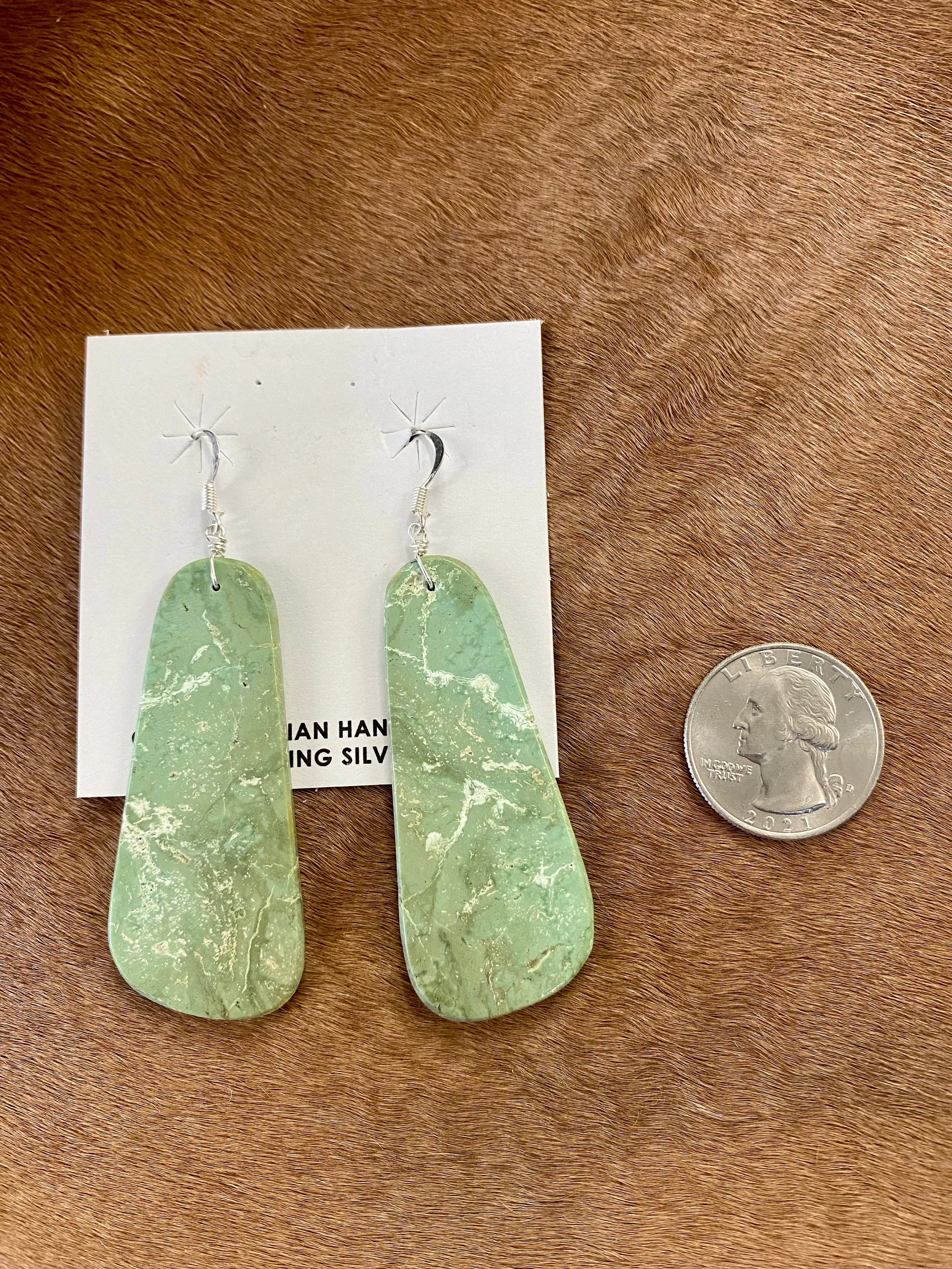 Green Turquoise Slab Earrings