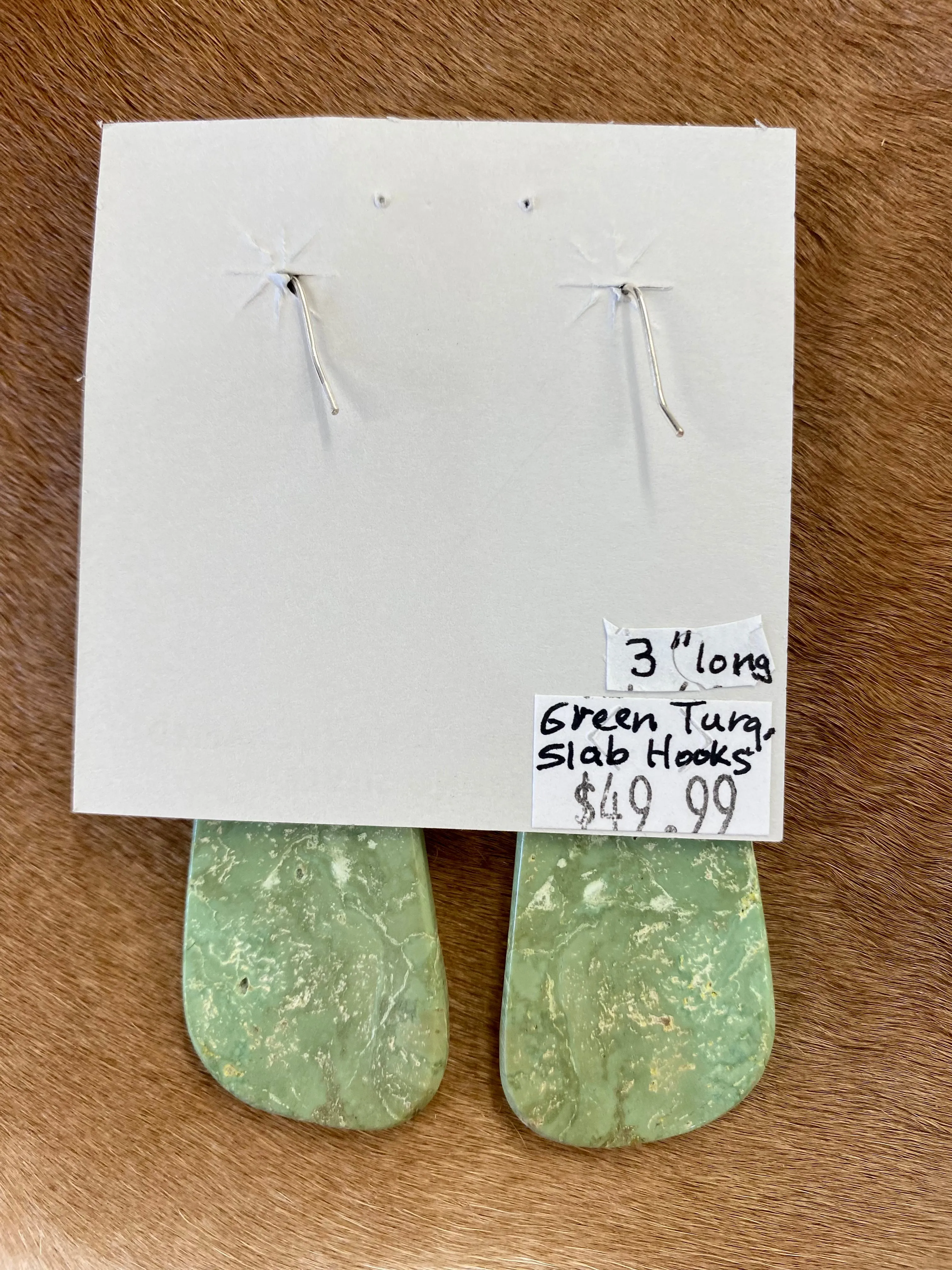 Green Turquoise Slab Earrings