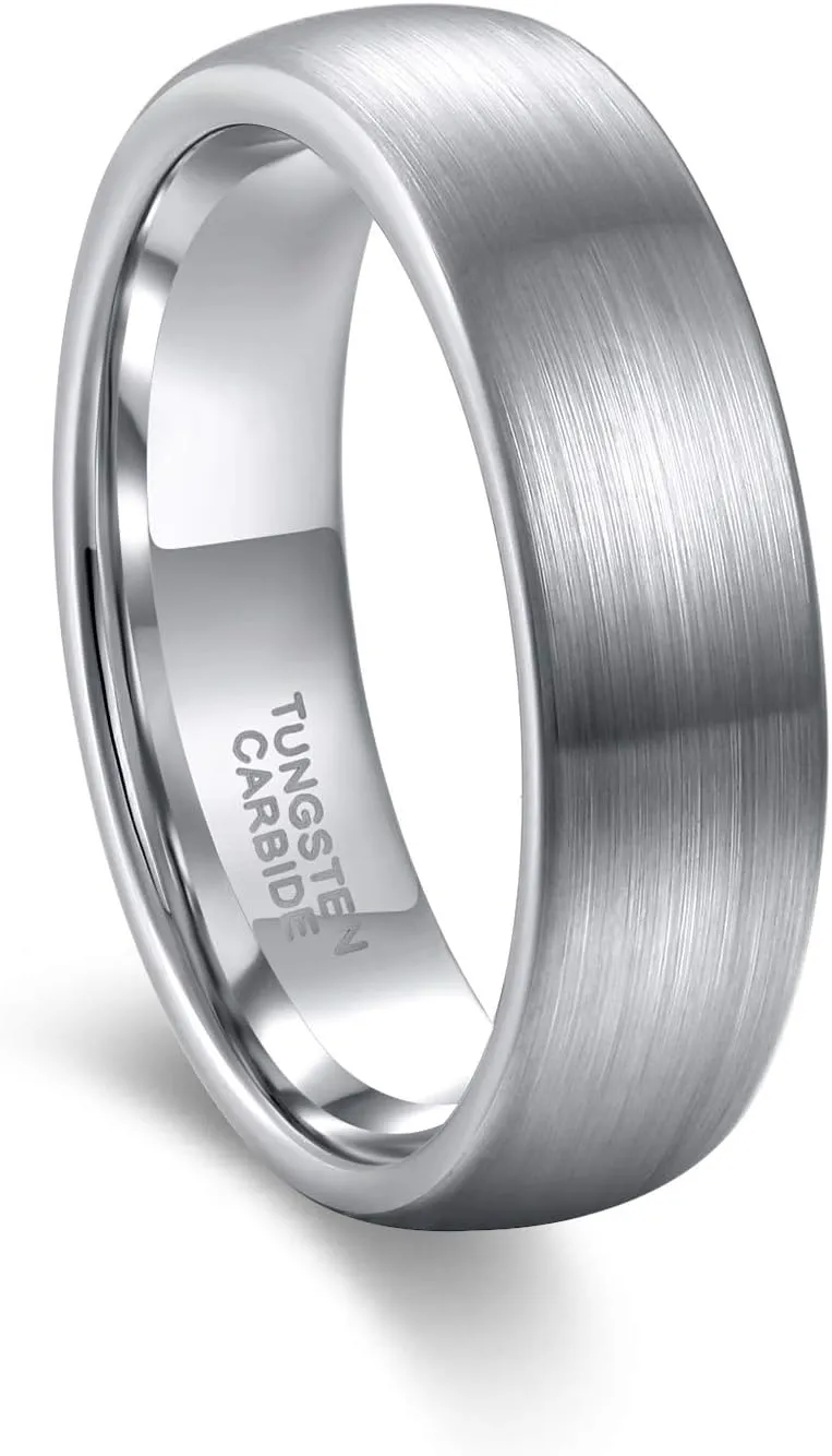 Greenpod 6mm Tungsten Wedding Rings Band for Men Women Silver/Black Two Tone Engagement Rings Comfort Fit Size 6-13