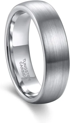 Greenpod 6mm Tungsten Wedding Rings Band for Men Women Silver/Black Two Tone Engagement Rings Comfort Fit Size 6-13