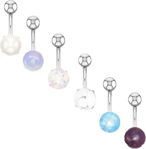 Gualiy 2 Pcs Navel Ring Surgical Stainless Steel Round Turquoise Body Piercing Jewelry For Women