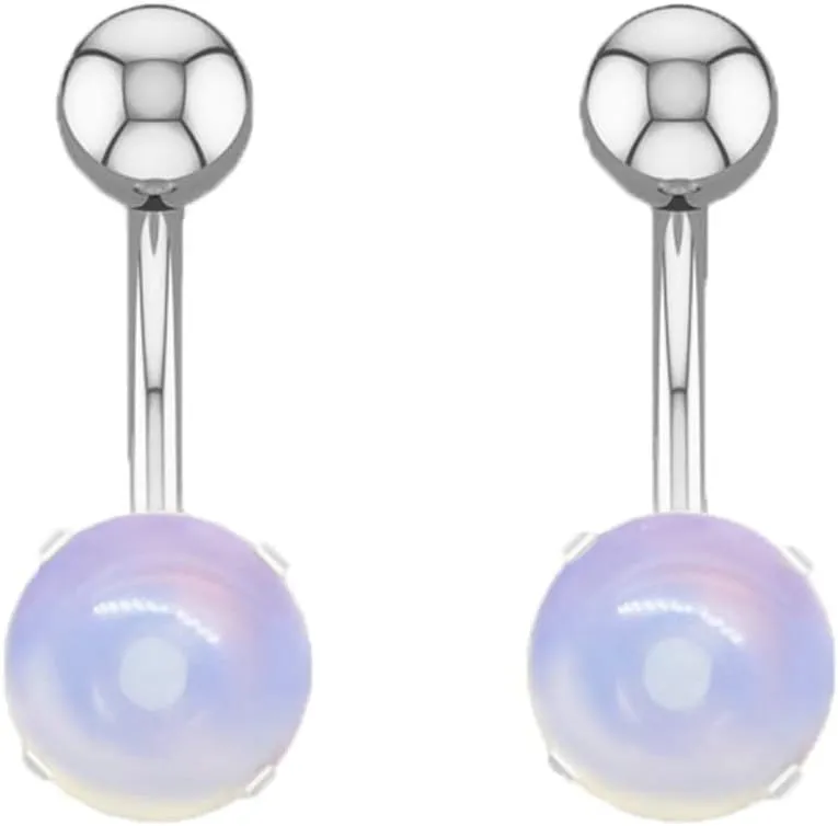 Gualiy 2 Pcs Navel Ring Surgical Stainless Steel Round Turquoise Body Piercing Jewelry For Women
