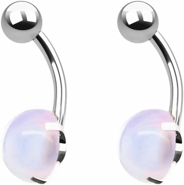 Gualiy 2 Pcs Navel Ring Surgical Stainless Steel Round Turquoise Body Piercing Jewelry For Women