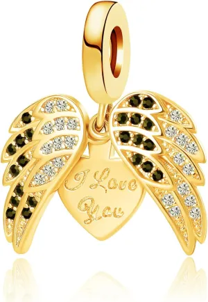 Guidance Angel Wing Cross Charm Cubic Zirconia Bead for Pandora Bracelet