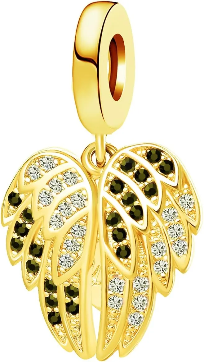 Guidance Angel Wing Cross Charm Cubic Zirconia Bead for Pandora Bracelet