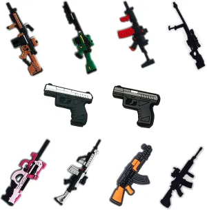 Gun Shoe Charms For Clog Shoe Decoration,Submachine Machine Gun Shoe Charms Accessories Pack For Boy Men Kids Adults,Pvc Shoe Charm Accessories Decoration Gifts 2 Pcs