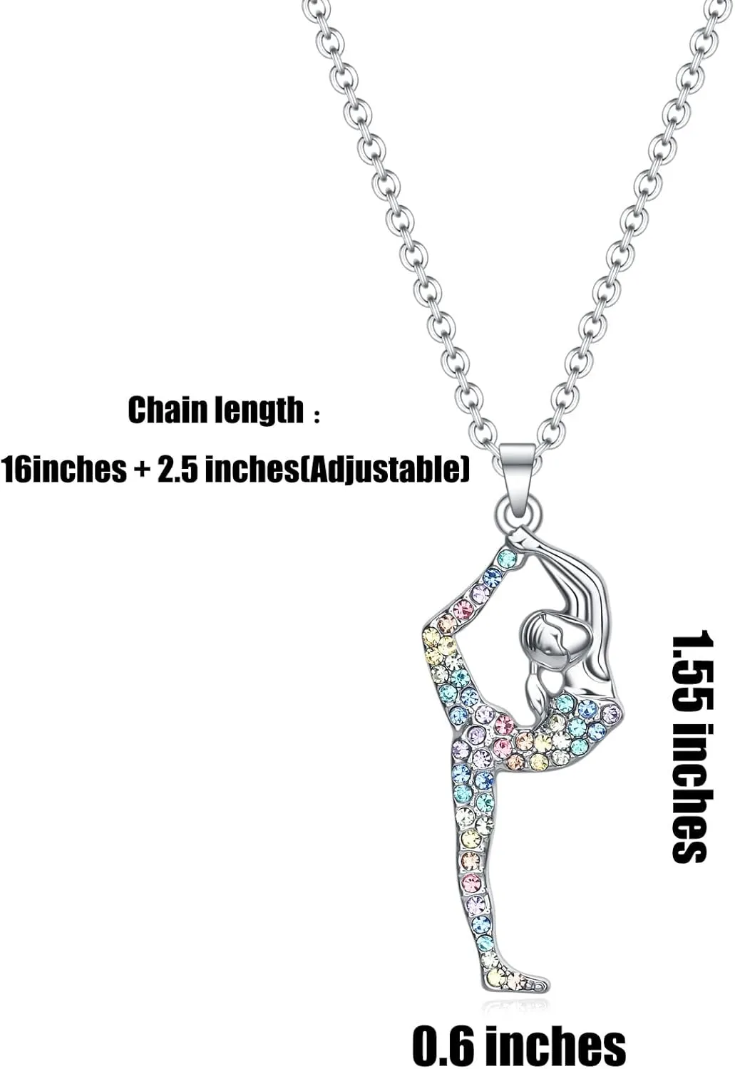 Gymnastics Gifts for Girls,Bling Rainbow Gymnast Necklace,Team USA Gymnastics Girl Jewelry Pendant,Sport Gymnastics Birthday Gifts for Girl Daugnter