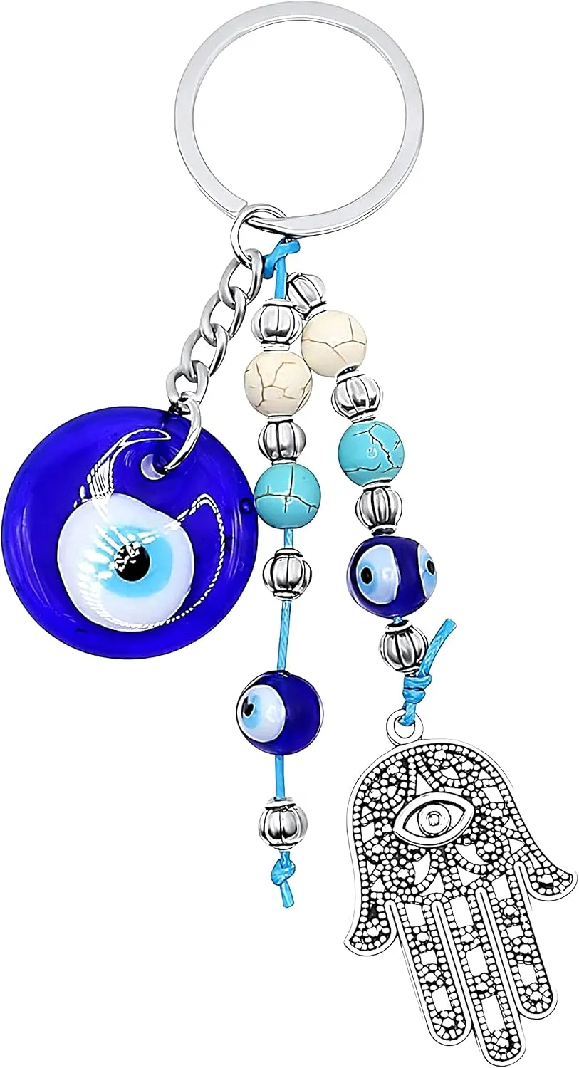 Hamsa Hand Keychain Turkish Evil Eye Key Chain Good Luck Charms Hamsa Ornament for Car Protection Amulet