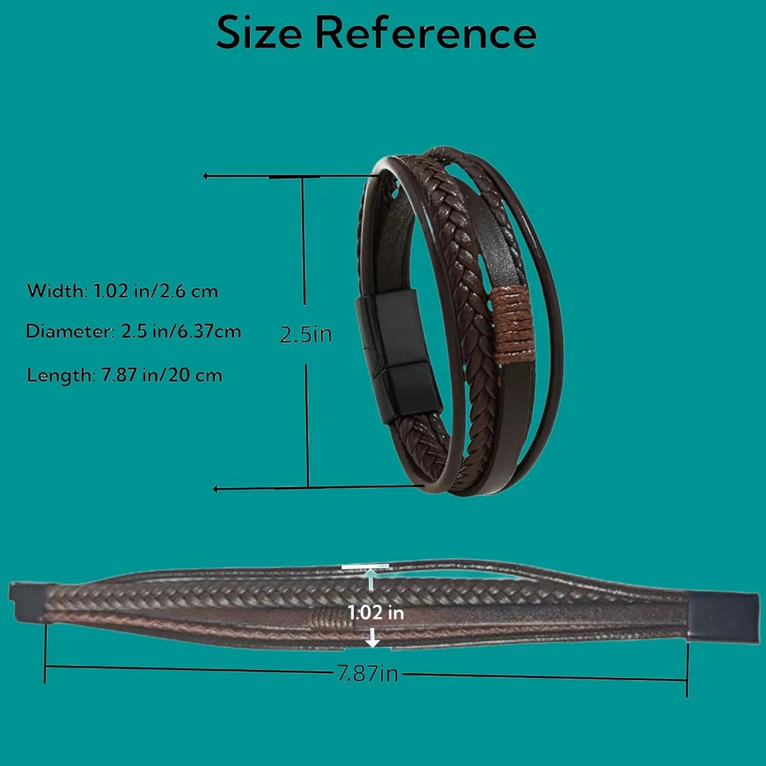 Handmade Braided Leather Stainless Steel Bracelets Punk Wristband Strand Bracelets Multi-Layer Bangle Bracelet for Men