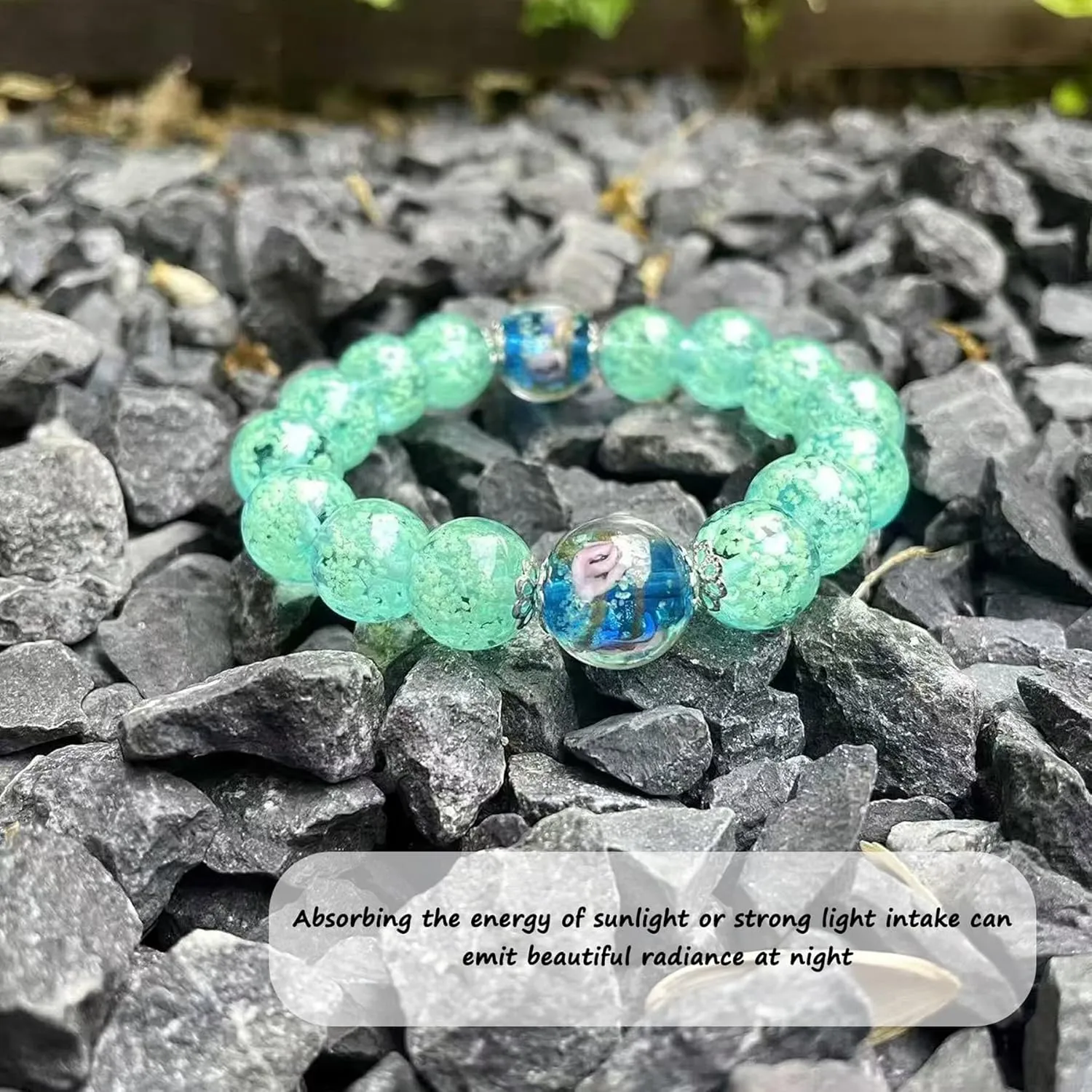 Handmade Firefly Glass Bracelet Glow in the Dark Bracelets Luminous Inspirational Bracelet Self Healing Bracelet Encourages Blessing Gifts for Men and Women