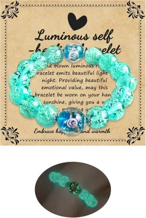 Handmade Firefly Glass Bracelet Glow in the Dark Bracelets Luminous Inspirational Bracelet Self Healing Bracelet Encourages Blessing Gifts for Men and Women