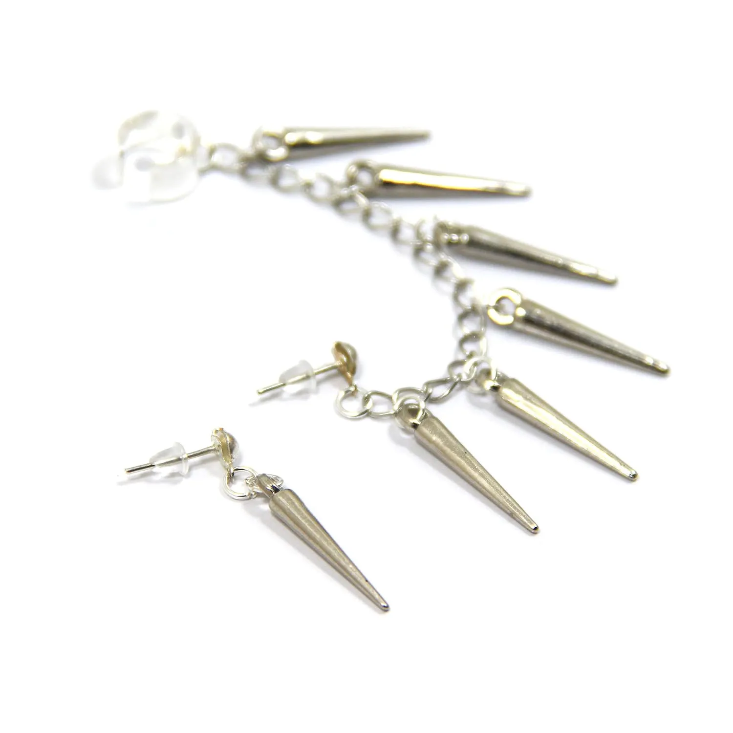 Handmade Spike Silver Ear Cuff Unusual Rockabilly Earrings Unique Jewelry Gift for Rocker Unusual Jewellery Crazy Ear Wrap Men Ear Cuff for Him