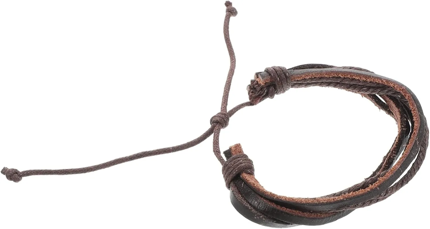 Handwoven Leather Bracelet with Vintage Braided Rope Adjustable Multi Layer Design for Men and Women Stylish Durable Wristband Unique present Option