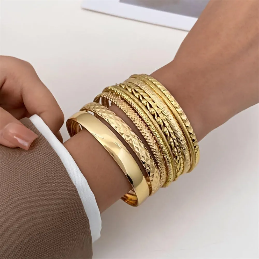 Harry and Henry Gold Bracelets for Women Gold Bangles Stackable Bracelet Boho Indian Bangles Gold Bracelet Stack Non Tarnish Bangle Jewelry Gift
