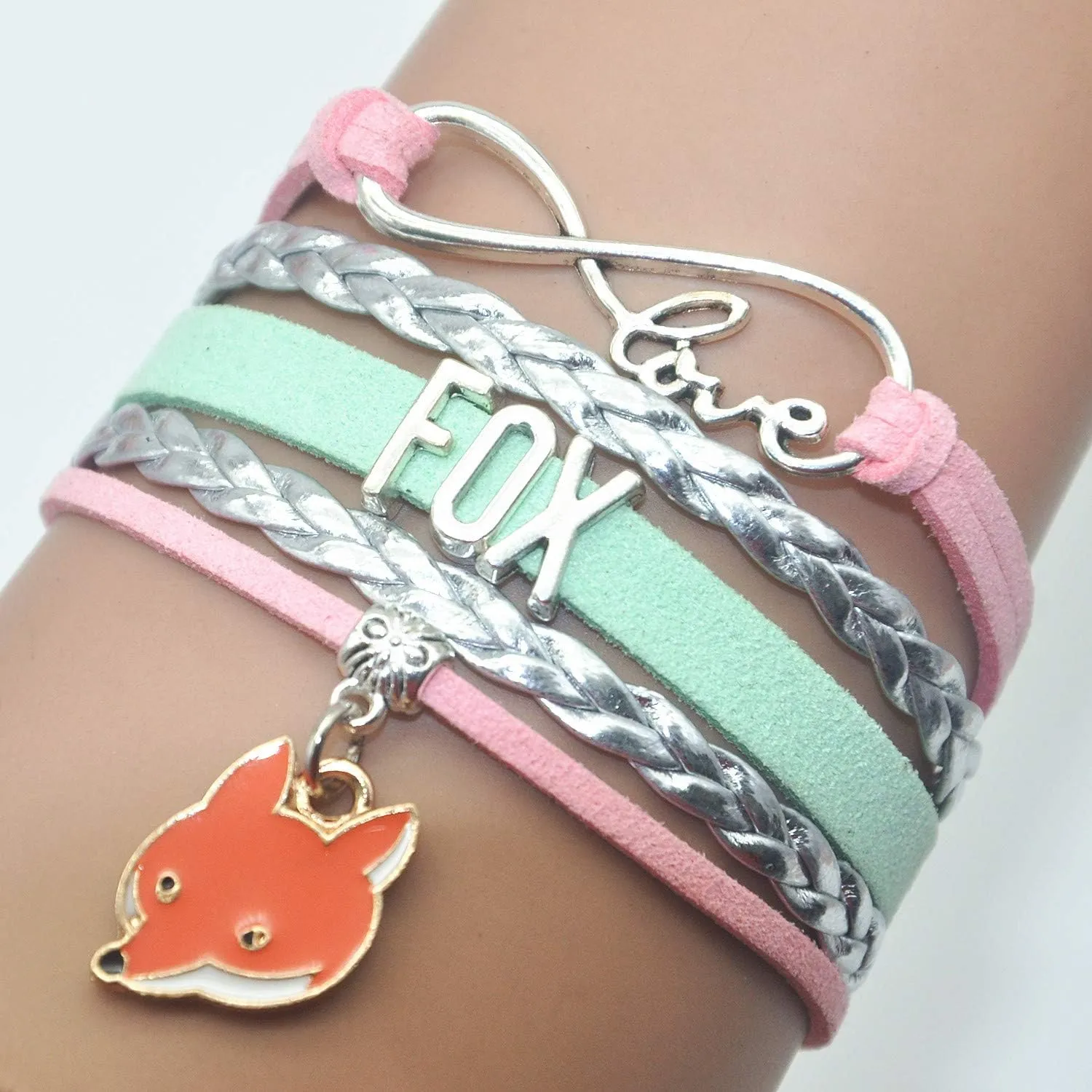 HCChanshi Fox Bracelet - Infinity Love Charm Bracelet Gifts For Women, Men, Adult Fox Lover, Valentine Wedding Themed Gifts