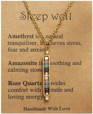Healing Crystal Necklace for Women Men Natural Stone Beads Pendant Necklace Spiritual Anxiety Necklace Empath Protection New Beginnings Gifts Jewelry