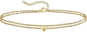 Heart Anklets for Women, Boho Jewelry Anklet Stainless Steel Double Chain Gold Foot Accessories Beach Summer
