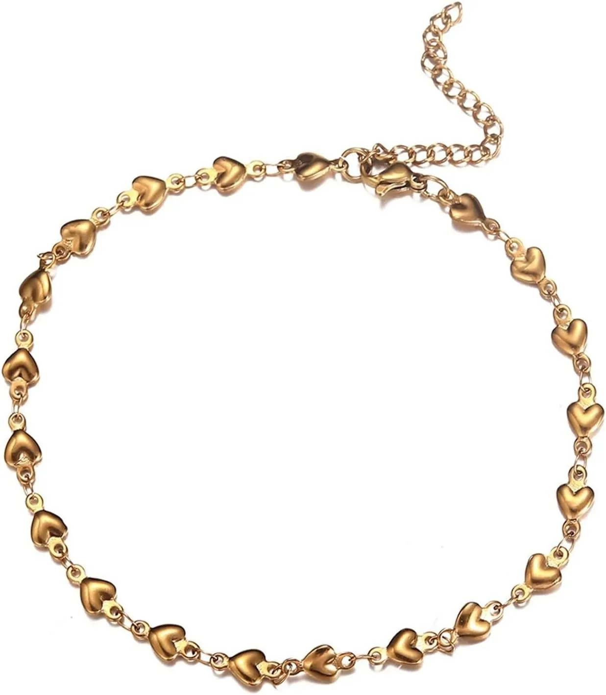 Heart Anklets for Women, Summer Anklets Boho Stainless Steel Silver/Gold Adjustable Foot Jewelry Beach