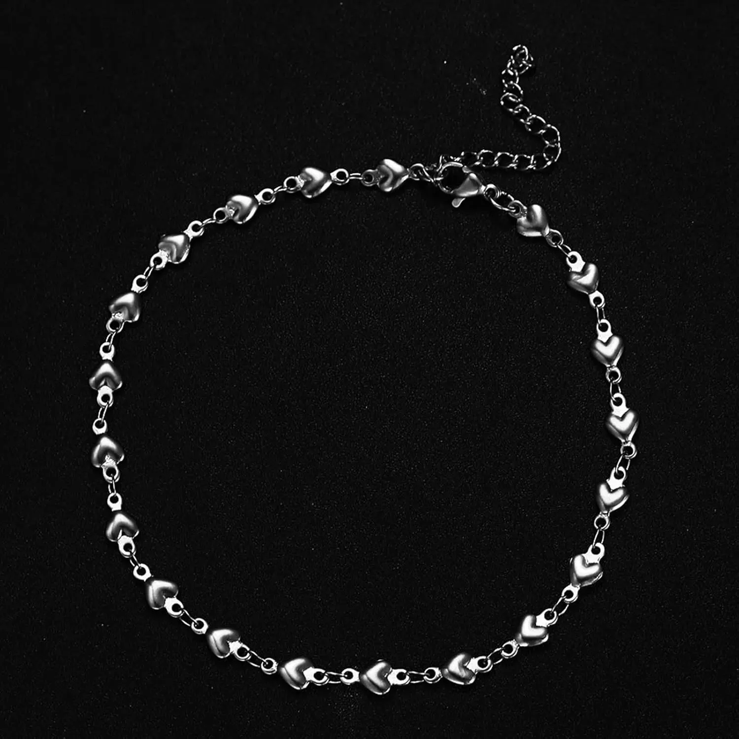 Heart Anklets for Women, Summer Anklets Boho Stainless Steel Silver/Gold Adjustable Foot Jewelry Beach