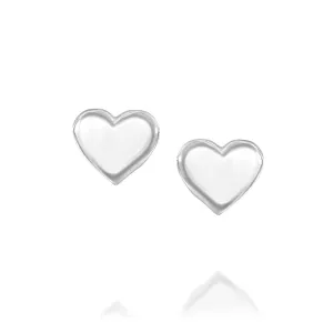 Heart Stud Earrings in 925 Sterling Silver - Designer Handmade Small Posts For Girls and Women