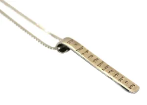 Hebrew Necklace, Vertical Bar Necklace Engraved With Priestly Blessing Prayer, Unisex Dainty Small Silver Pendant For Women and Men, Unique Spiritual Jewelry Gift, For Protection