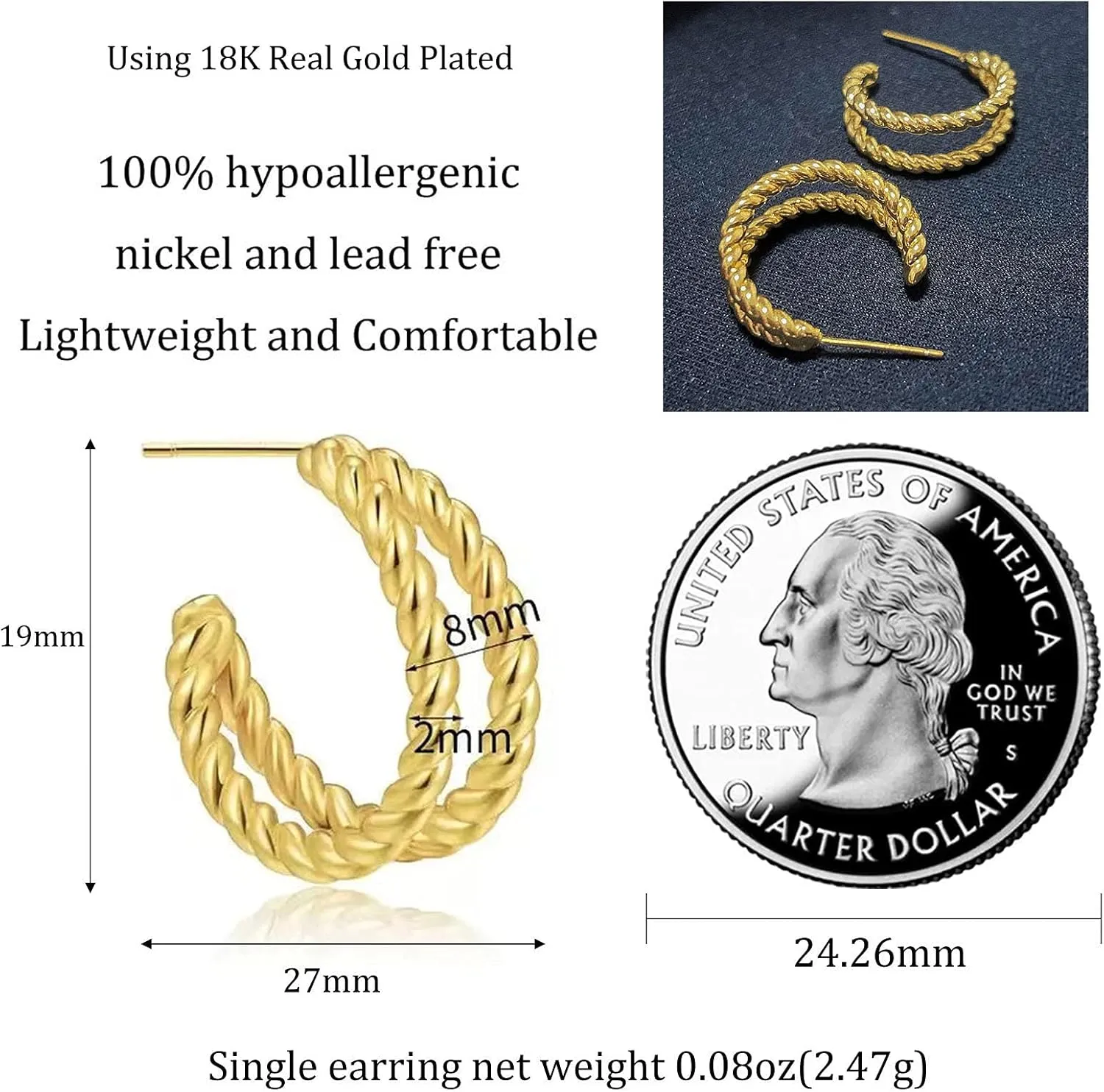 HEEYA Gold Hoop Earrings for Women Small Huggie Hoop Earrings Set 14K Gold Hypoallergenic Lightweight Huggie Hoops Earrings for Women Girls