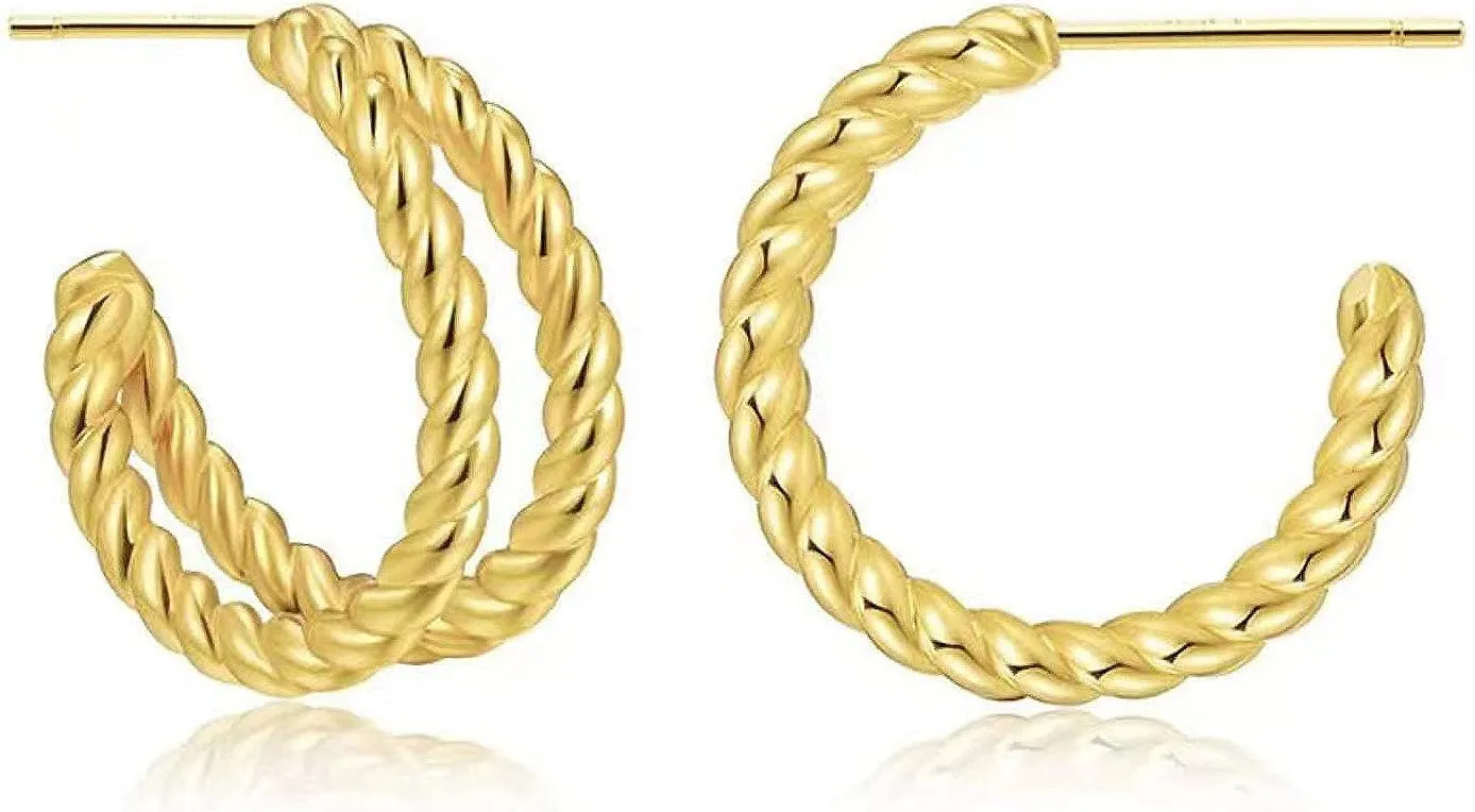HEEYA Gold Hoop Earrings for Women Small Huggie Hoop Earrings Set 14K Gold Hypoallergenic Lightweight Huggie Hoops Earrings for Women Girls