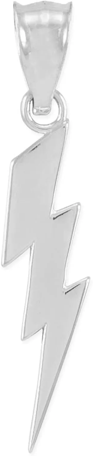 High Polish 925 Sterling Silver Lightning Bolt Charm Pendant Only