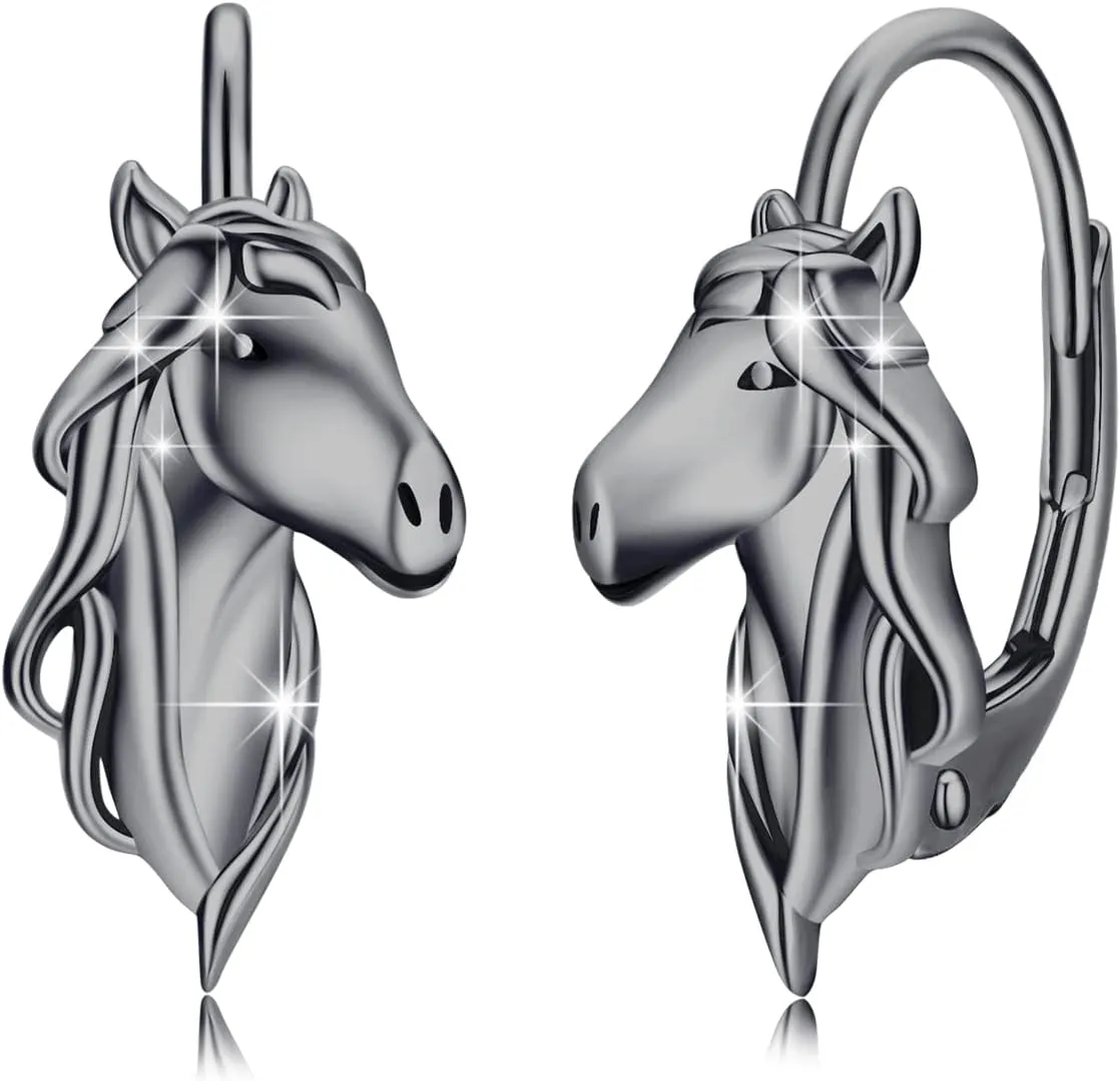 Horse Earrings Women 925 Sterling Silver Horse Lever Back/Ring/Stud Earrings Cute Animal Jewelry Gifts for Women