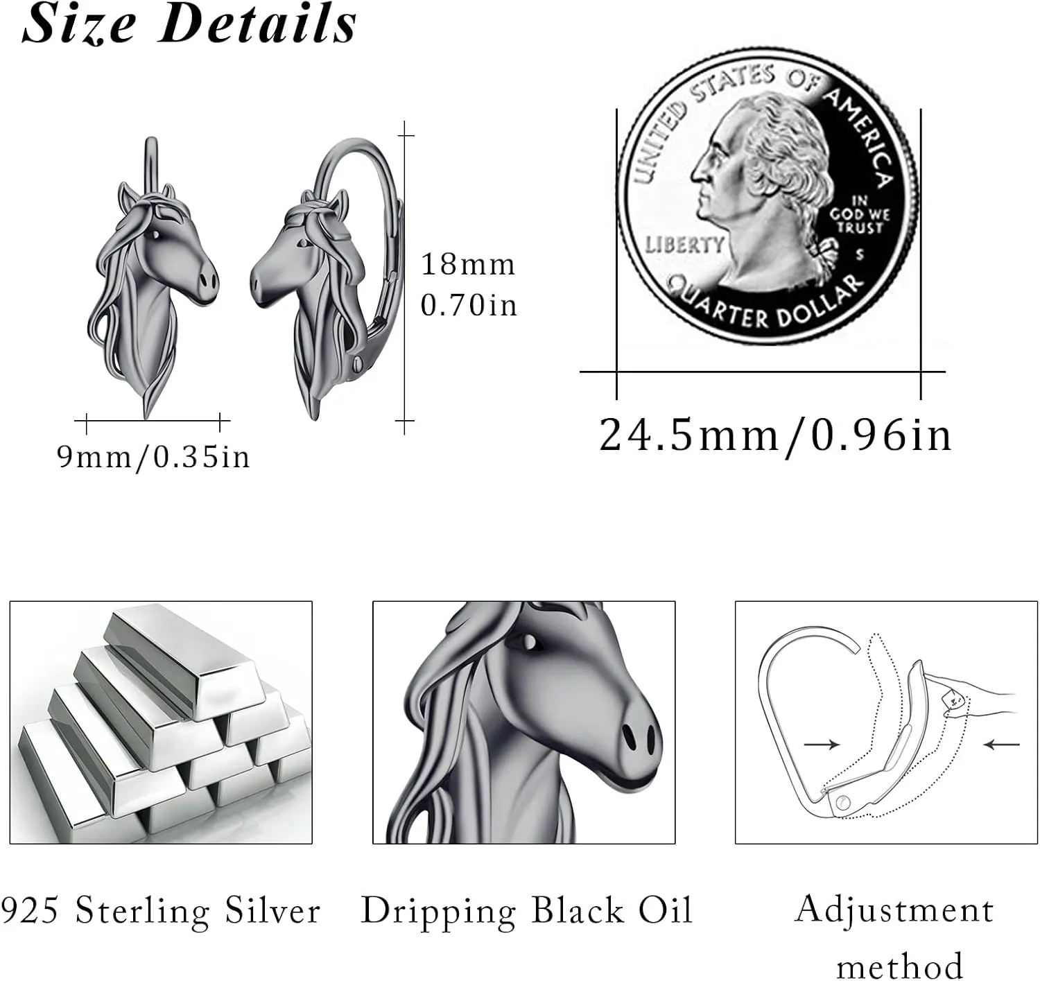 Horse Earrings Women 925 Sterling Silver Horse Lever Back/Ring/Stud Earrings Cute Animal Jewelry Gifts for Women