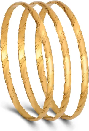 hotoo 3mm/4mm Stainless Steel Thin Bangle Bracelet Gold Stackable Bracelets For Women Christmas Birthday Gifts 3PCS