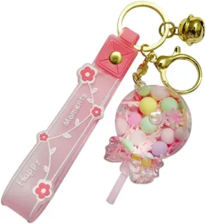 HSYHERE Girls Women Creative Beautiful Floating Candy Lollipop shaple Bottle Keychain Keyrings Key Ring