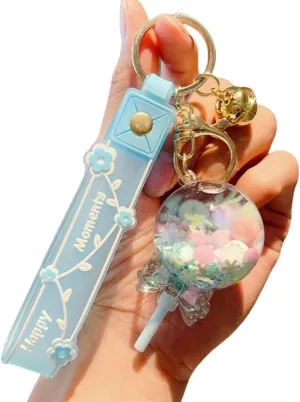 HSYHERE Girls Women Creative Beautiful Floating Candy Lollipop shaple Bottle Keychain Keyrings Key Ring
