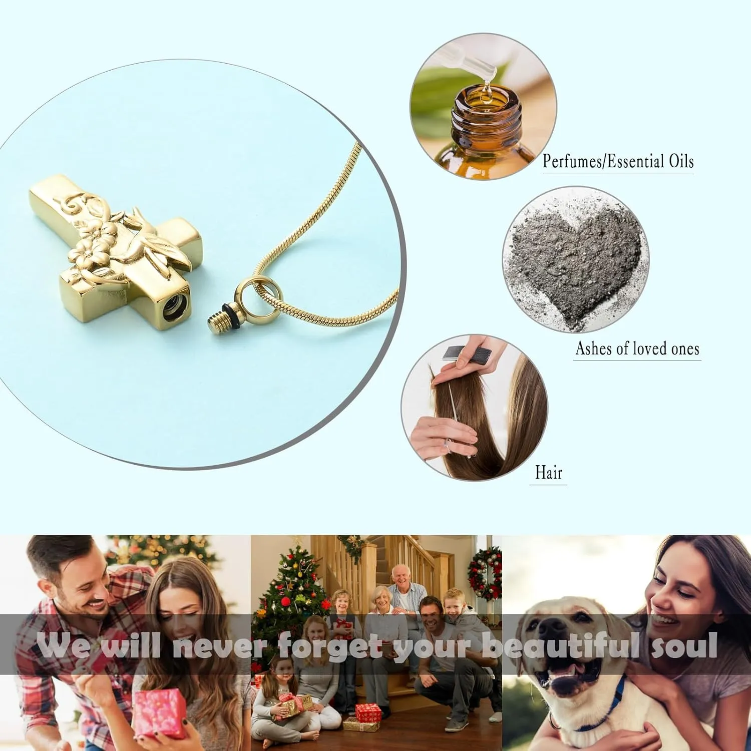 Hummingbird Cross Urn Necklace for Ashes Cremation Jewelry for Women Men Stainless Steel Memorial Necklaces Ash Holder for Human Pets Keepsake Jewelry for Loved Ones with Fill Tool