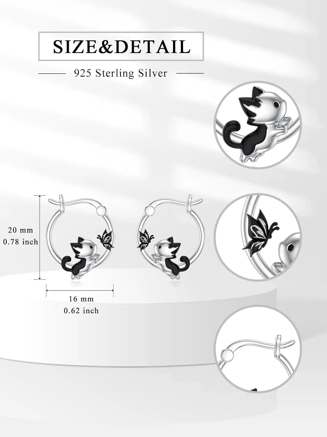 Hypoallergenic Animal Hoop Earrings for Women 925 Sterling Silver Bat/Cat/Highland Cow/Sea Turtle/Panda/Dolphin/Dog Hoop Earrings Animal Jewelry Gifts for Sensitive Ears
