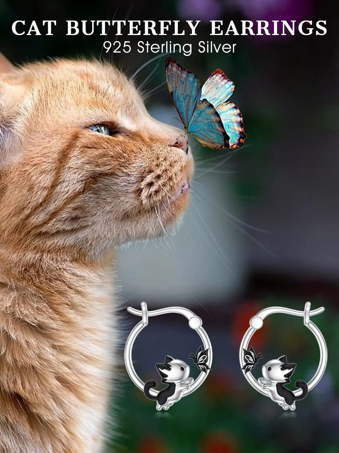 Hypoallergenic Animal Hoop Earrings for Women 925 Sterling Silver Bat/Cat/Highland Cow/Sea Turtle/Panda/Dolphin/Dog Hoop Earrings Animal Jewelry Gifts for Sensitive Ears