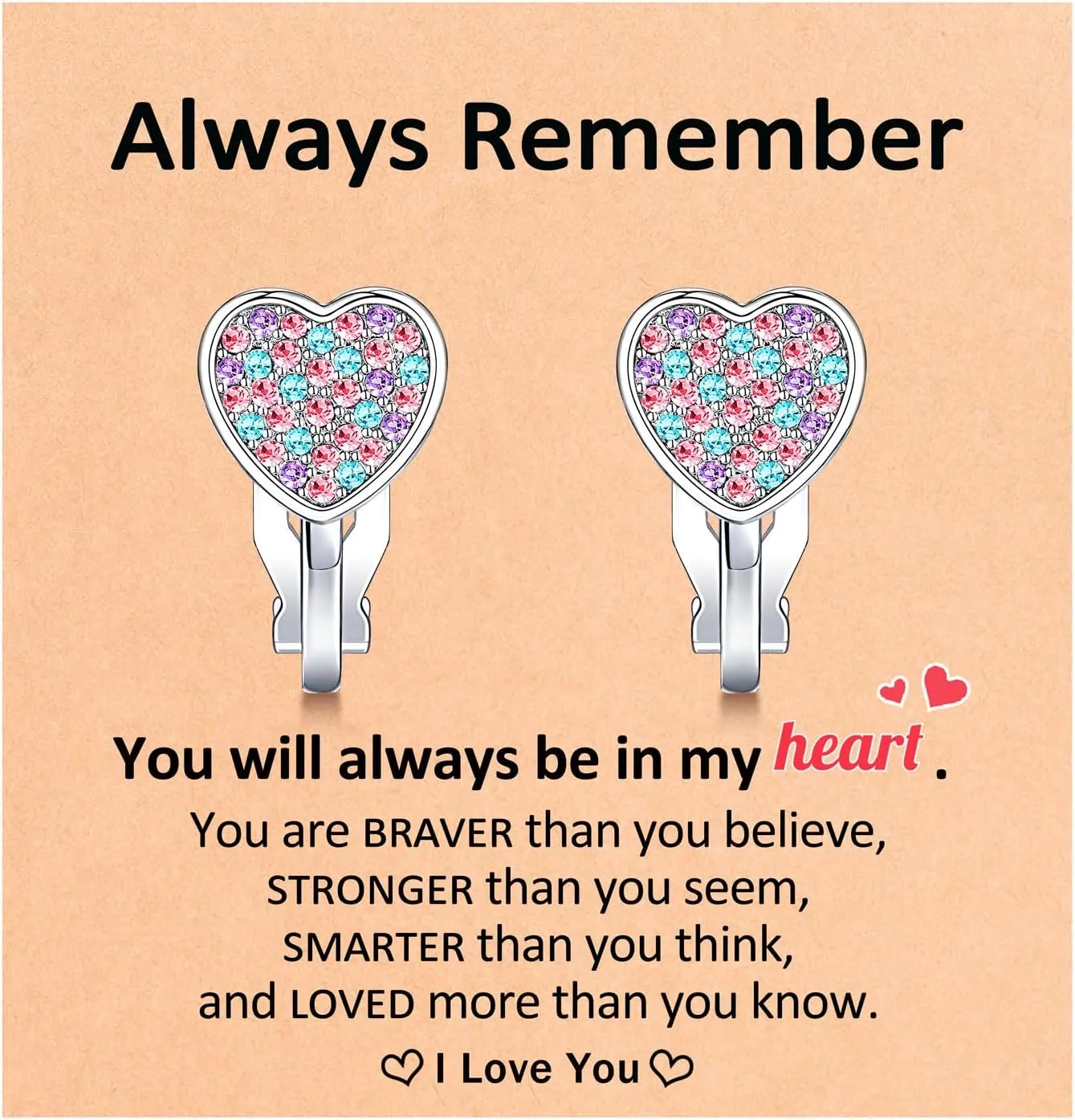 Hypoallergenic Heart Clip on Earrings for Girls Kids, Valentines Birthday Gifts