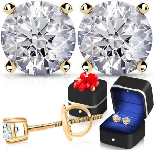 IGI Certified 0.2 to 4 Carat E-F VS Clarity Lab Grown Diamond Stud Earrings for Women in Solid 14k Gold Platinum Silver Diamond Jewelry Anniversary Birthday Gifts for Her