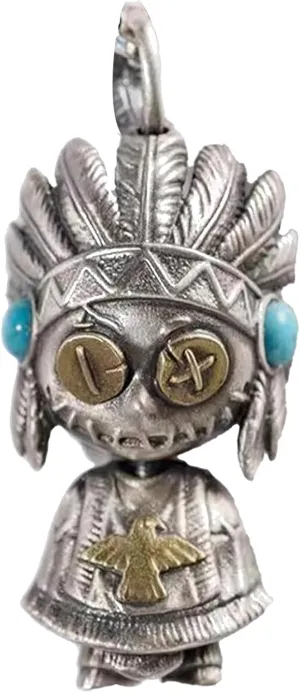 Indian Doll Street Style Pendant: Personalized, Vintage, Necklace for Men and Women, Unique Bag Charm (indian doll)