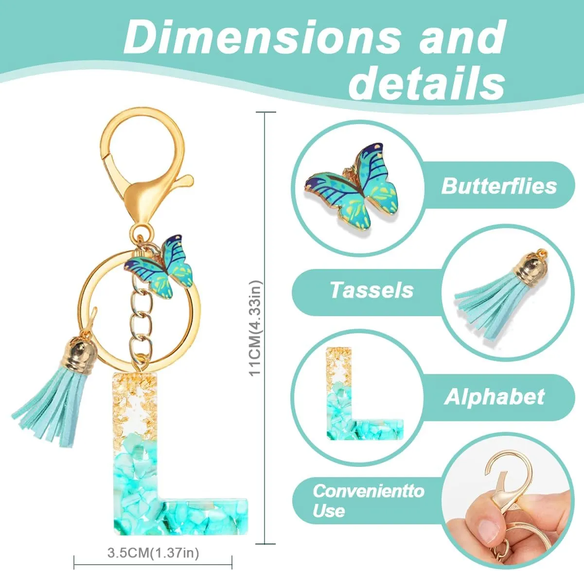 Initial Letter Keychains for Women Girls Purple Pink Keychain with Butterfly Purse Charms for Handbags Cute Tassel Keychain