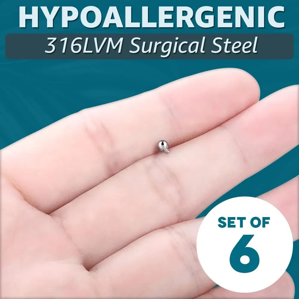 Internally Threaded Balls 16g 3mm - Various Ball Sizes For Anti Eyebrow, Ear, Cartilage, Rook, Helix, Labret Stud Lip Rings, Snake Bites, Septum Balls Jewelry Parts - Barbell Bar, Post, Circular Horseshoe Rings Replacement Balls For Piercings