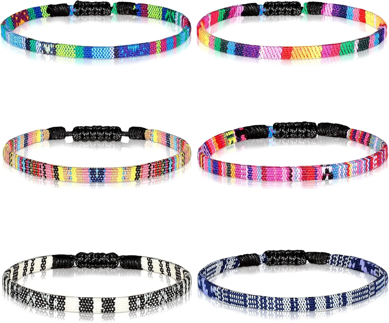 Jadive 6 Pcs Boho String Bracelets Adjustable Surfer Anklets Friendship Bracelet Summer String Rope Bangle Braided Bangle Colorful Jewelry for Women Men Birthday Gift